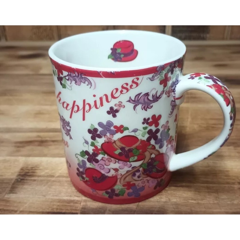 Paul Cardew  2004 Red Hat  Society Porcelain Coffee‎ Mug Cup 10 Oz  Pink Chintz